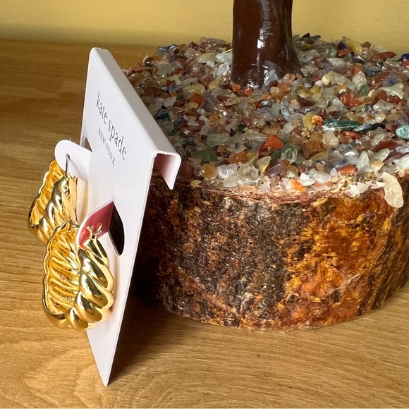 Kate Spade French Twist Gold-Tone Huggie Hoop Earrings w/ Light Pink Dust Cover - Picture 10 of 10